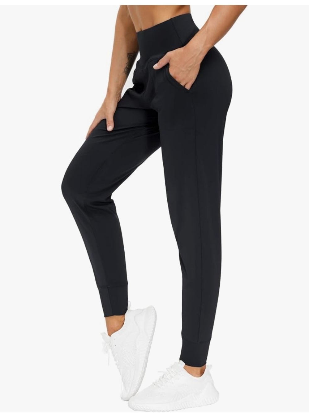 High-Waist Black Joggers with Tapered Ankles